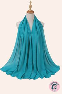 Chiffon Sjal, støvet (søblå)